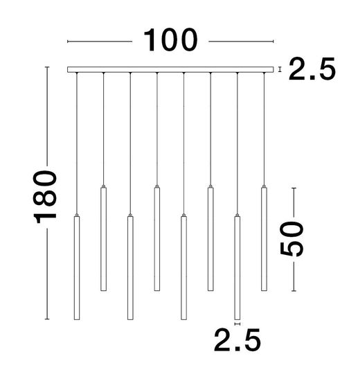 Nova Luce TRIMLE LED Pendelleuchte Schwarz 21W Warmweiss 100x8x180cm 9287935