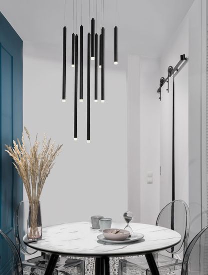 Nova Luce TRIMLE LED Pendelleuchte Schwarz 26W Warmweiss 220x50cm dimmbar 9287945