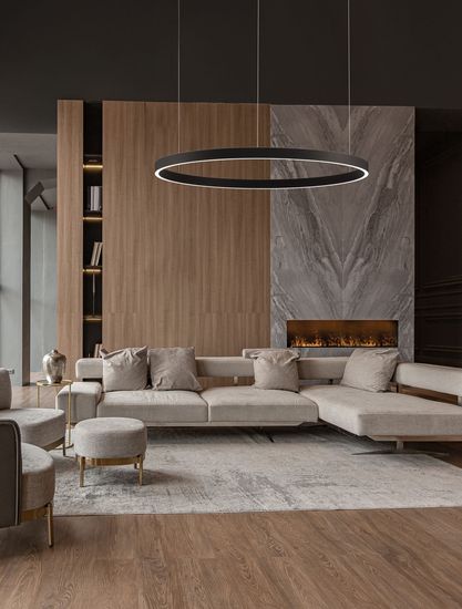 Nova Luce ELOWEN LED Pendelleuchte Schwarz 106W Warmweiss 200x98cm dimmbar 9345668