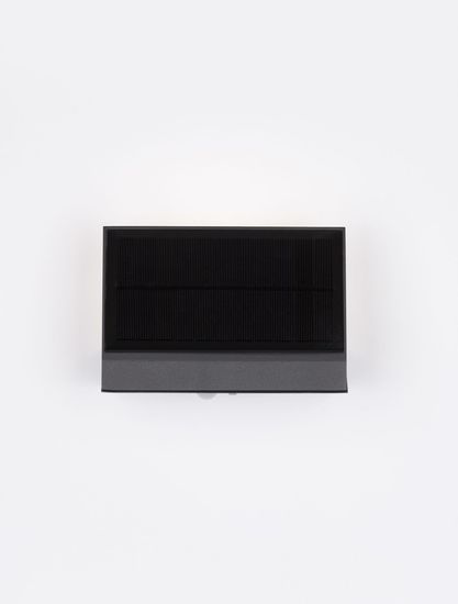 Nova Luce PRIM LED Wandleuchte Anthrazit 2W IP65 Warmweiss 18x17,5x3,5cm Solar Bewegungsmelder 9492510