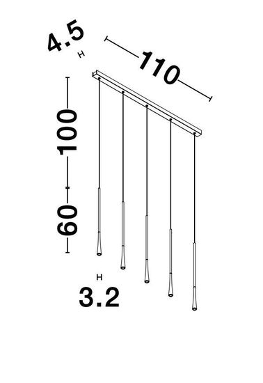 Nova Luce GOCCIO LED Pendelleuchte Gold 38W Warmweiss 110x4,5x160cm 9504001
