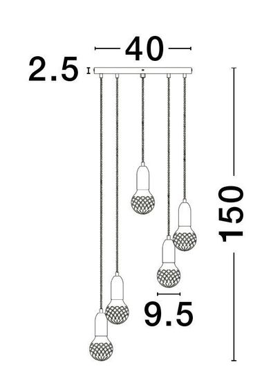 Nova Luce VEDA Pendelleuchte G9 5-fach Messing 150x40cm dimmbar 9536414
