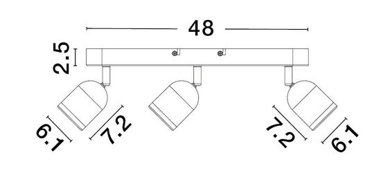 Nova Luce ORSON Deckenleuchte GU10 3-fach Schwarz 48x8x9,7cm dimmbar 9555817