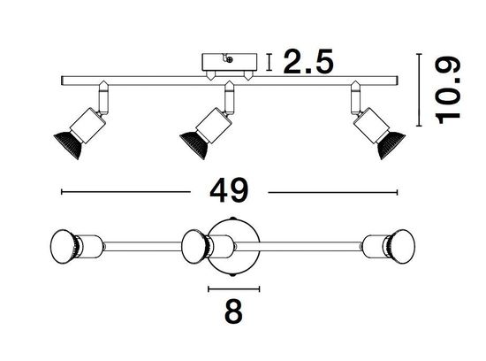 Nova Luce LUP Deckenleuchte GU10 3-fach Gold 49x8x10,9cm dimmbar 960003