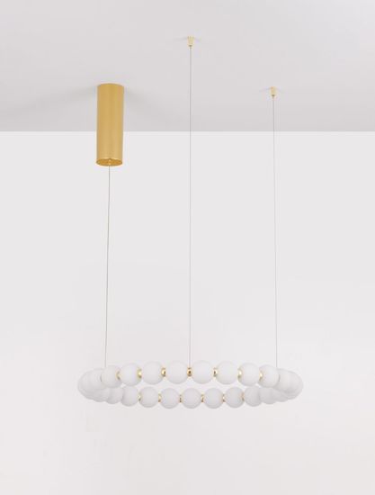 Nova Luce PERLA LED Pendelleuchte Gold 56W Warmweiss 200x62cm dimmbar 9695230