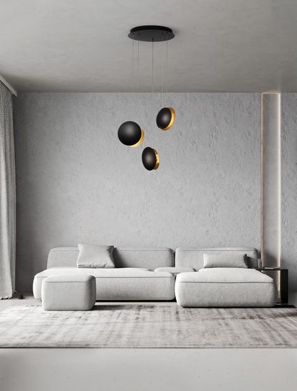 Nova Luce SHELL LED Pendelleuchte Schwarz 17,94W Warmweiss 120x48cm 9695249