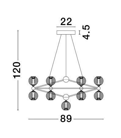 Nova Luce BELINDA LED Pendelleuchte Schwarz 53W Warmweiss 120x89cm dimmbar 9695400