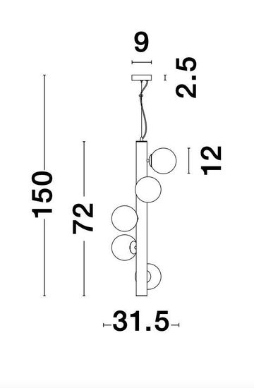 Nova Luce JAKLIN Pendelleuchte G9 5-fach Gold 150x31,5cm dimmbar 9724582