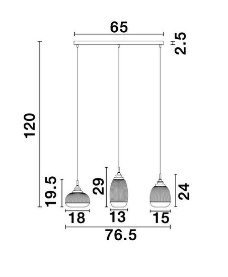 Nova Luce MOND Pendelleuchte E14 3-fach Gold 76,5x18x120cm dimmbar 9731216