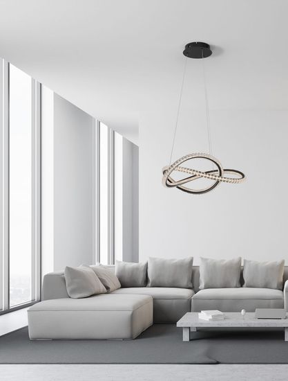 Nova Luce GINEVRA LED Pendelleuchte Schwarz 56W Warmweiss 120x58cm dimmbar 9748160