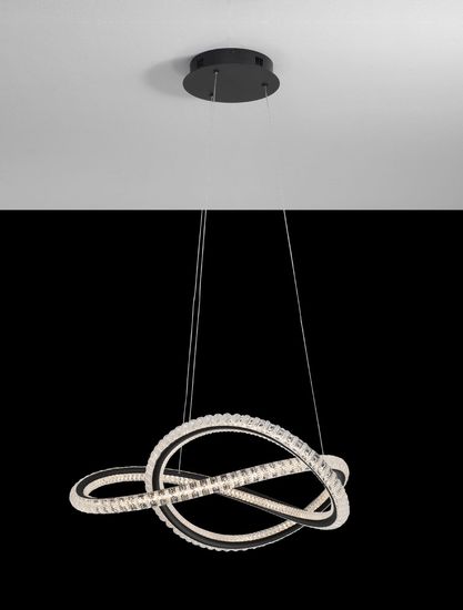 Nova Luce GINEVRA LED Pendelleuchte Schwarz 56W Warmweiss 120x58cm dimmbar 9748160