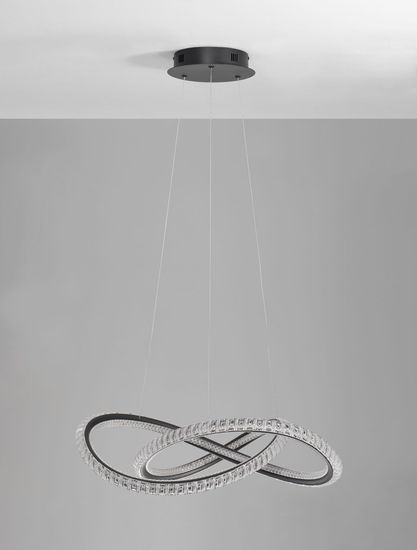 Nova Luce GINEVRA LED Pendelleuchte Schwarz 56W Warmweiss 120x58cm dimmbar 9748160