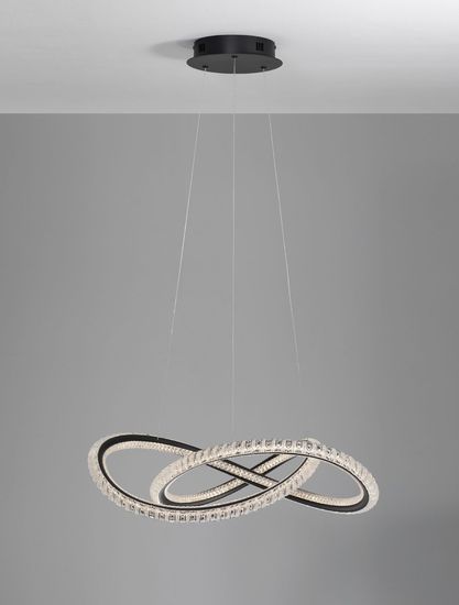 Nova Luce GINEVRA LED Pendelleuchte Schwarz 56W Warmweiss 120x58cm dimmbar 9748160