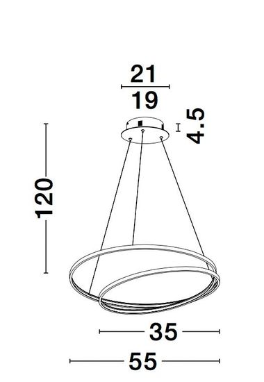 Nova Luce GRANIA LED Pendelleuchte Schwarz 25W Warmweiss 120x55cm dimmbar 9818511