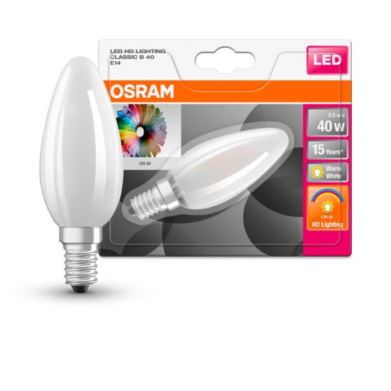 6er-Set Osram HD Lighting LED Kerze E14 RA90 5W 470Lm warmweiss matt 4058075813717 wie 40W