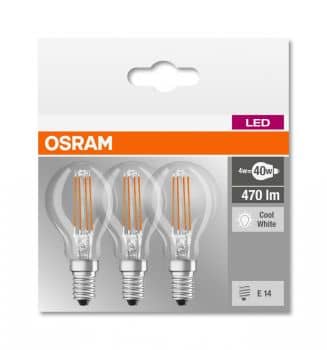 Osram Base E14 3er Set LED Birne Filament 4W 470Lm neutralweiss