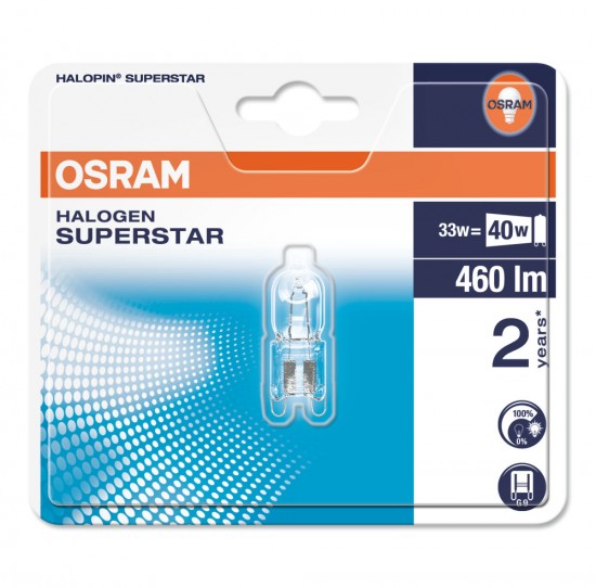 Osram G9 Lampe Halopin Superstar 33W 460Lm Warmweiss 4008321204547