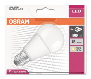 Osram E27 LED Lampe Star A60 8W 806Lm warmweiss matt