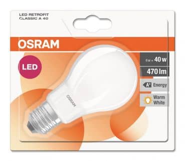 Osram E27 LED Birne Retrofit 6W 470Lm warmweiss matt