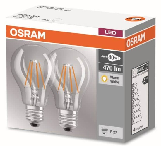 2-er Pack Osram E27 LED Base 4W 470Lm Warmweiss