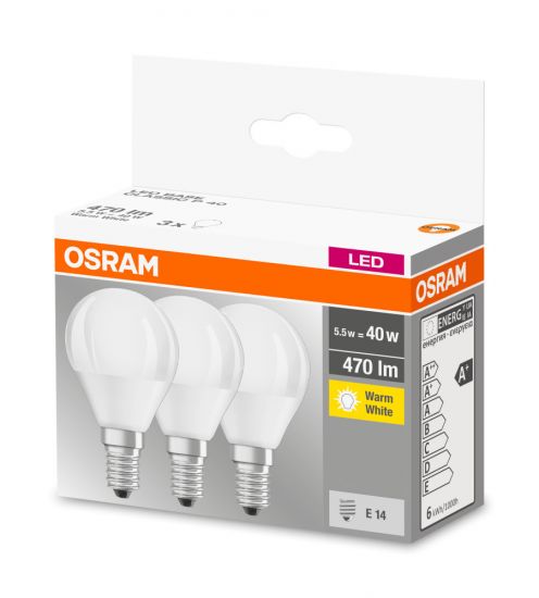 3er Pack Osram LED Lampe BASE Classic P FR 5,5W warmweiss E14 4058075090507 wie 40W