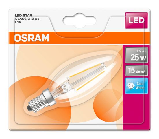 OSRAM STAR E14 B Filament LED Kerze 2,5W 250Lm 4000K neutralweiss wie 25W