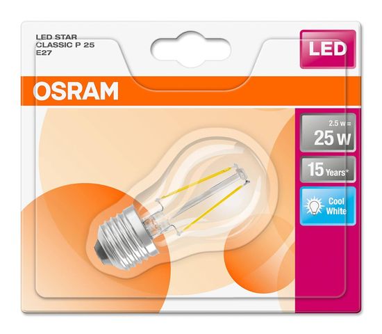 OSRAM STAR E27 P Filament LED Lampe 2,5W 250Lm 4000K neutralweiss wie 25W Glas