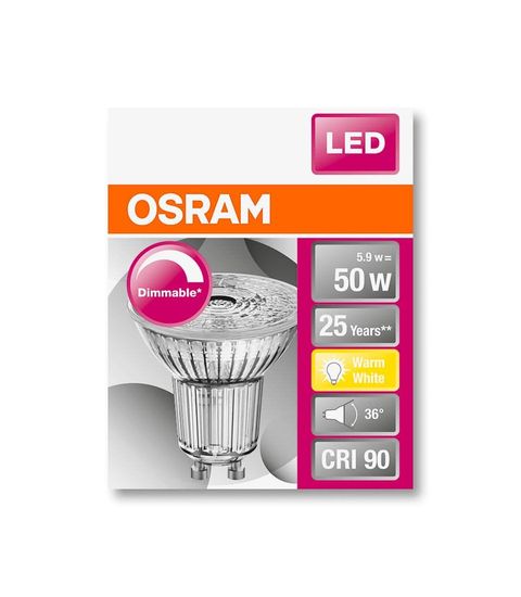 OSRAM SUPERSTAR GU10 PAR16 LED Strahler 5,5W dimmbar 350Lm 36° 2700K warmweiss wie 50W