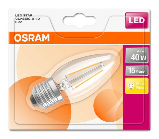 OSRAM STAR E27 B Filament LED Kerze 4W 470Lm 2700K warmweiss wie 40W