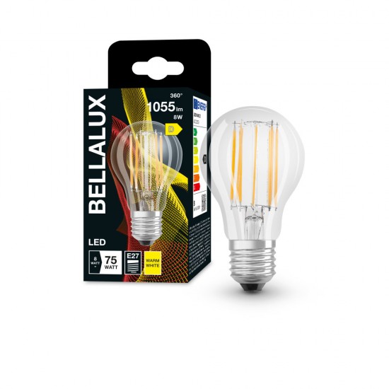 BELLALUX E27 LED Birne 7,5W A75 Filament klar warmweiss wie 75W by Osram