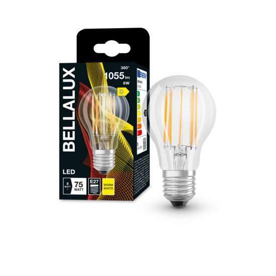 BELLALUX E27 LED Birne 7,5W A75 Filament klar warmweiss wie 75W