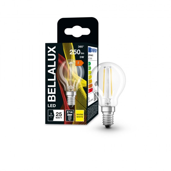 BELLALUX E14 LED Lampe 2,5W P25 Filament klar warmweiss wie 25W