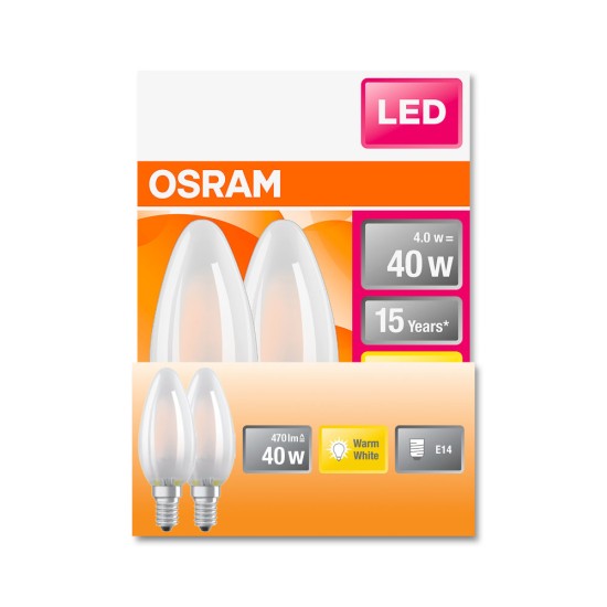 2er Pack Osram LED Kerze Retrofit Classic B 4W warmweiss E14 4058075132870 wie 40W
