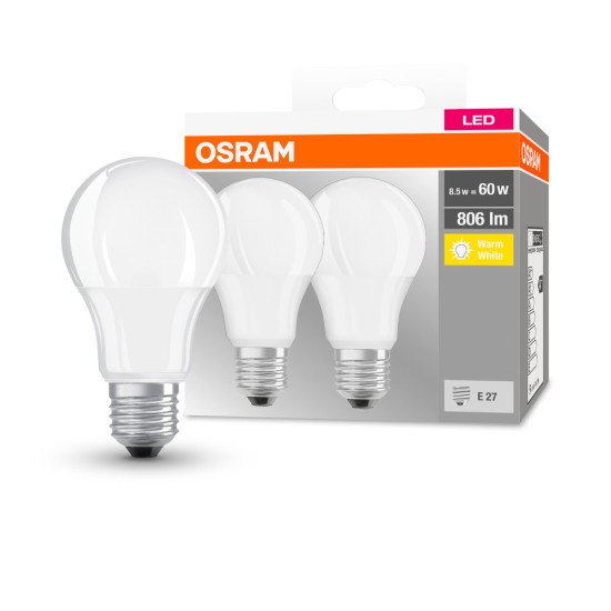 2er Pack Osram LED Lampe BASE Classic A FR 8.5W warmweiss E27 4058075152656 wie 60W