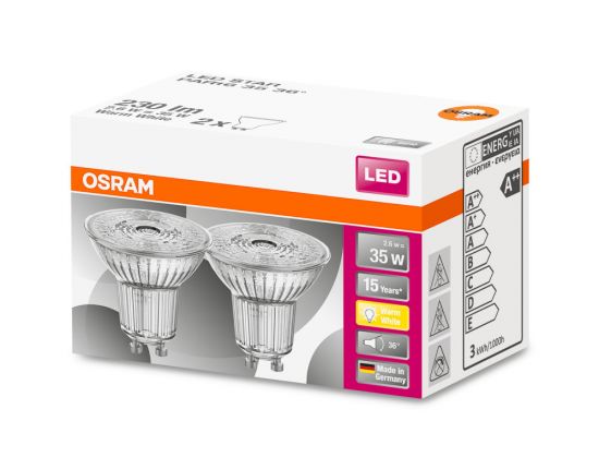 2er Pack Osram LED Spot STAR PAR16 36° 2.6W warmweiss GU10 4058075260238 wie 35W