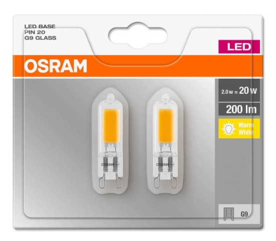 2er-Pack Osram LED BASE PIN 2xG9 2W 200Lm 2700K 4058075360280