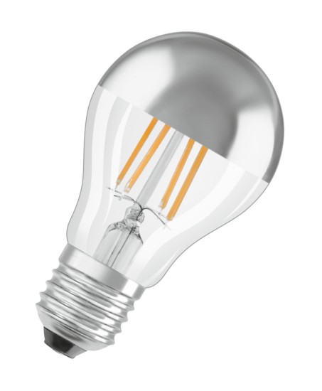OSRAM Retrofit E27 LED Spiegellampe 6,5W A50 Filament Silber verspiegelt warmweiss wie 50W