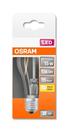 OSRAM LED Lampe Retrofit A15 CL 1.5W E27 klar Filament warmweiss wie 15W