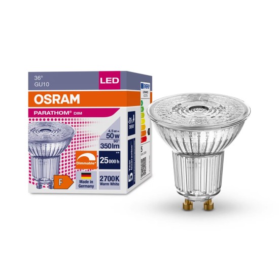 OSRAM LED Spot Parathom GU10 4,5W 350lm warmweiss dimmbar 36° 4058075608337 wie 50W