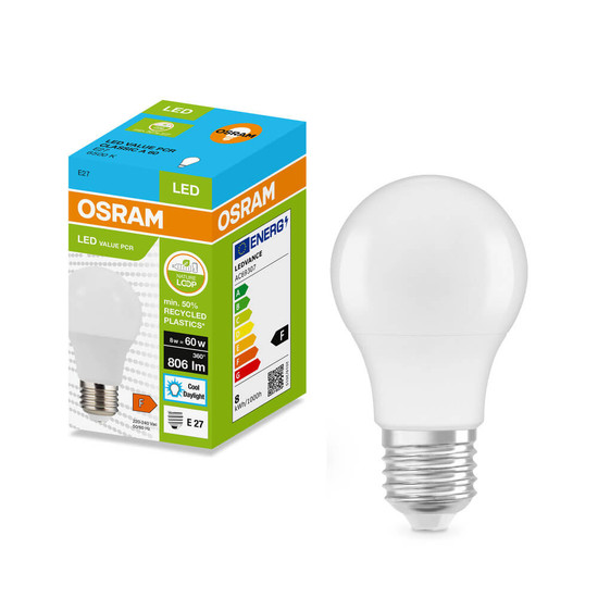 OSRAM LED Lampe E27 Classic matt A60 8W 806lm Tageslichtweiss 6500K wie 60W 4099854531118