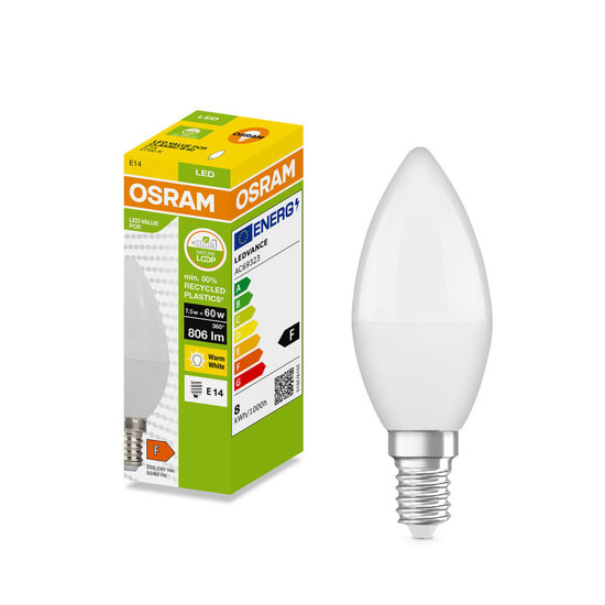 OSRAM LED Kerze E14 Classic matt B60 7.5W 806lm Warmweiss 2700K wie 60W 4099854533457