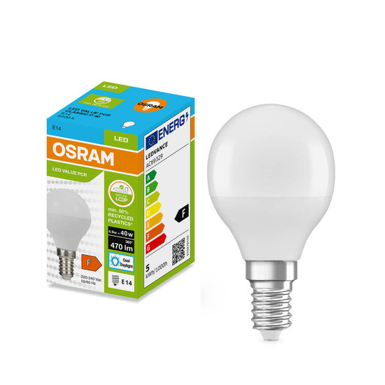 OSRAM LED Lampe E14 Classic matt P40 4.9W 470lm Tageslichtweiss 6500K wie 40W 4099854533631