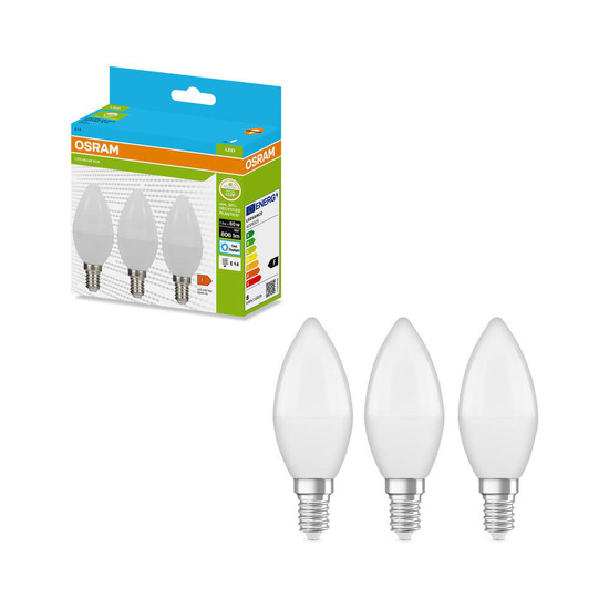 3er-Pack OSRAM LED Kerze E14 Classic matt B60 7.5W 806lm Tageslichtweiss 6500K wie 60W 4099854534348