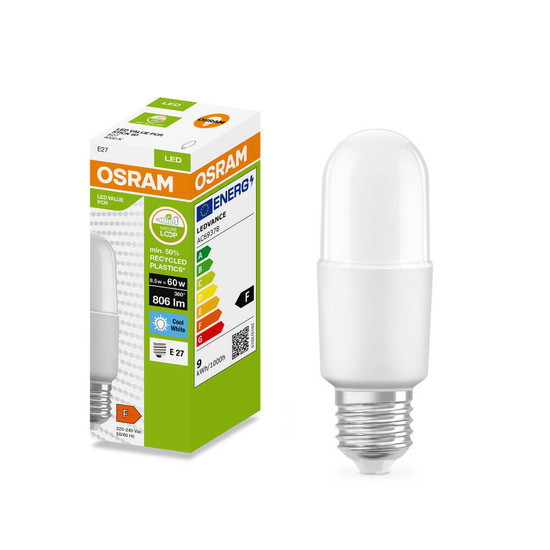 OSRAM LED Lampe Stabform E27 Stick matt 8.5W 806lm Neutralweiss 4000K wie 60W 4099854535291