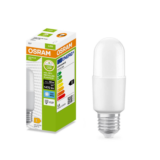OSRAM LED Lampe Stabform E27 Stick matt 11W 1470lm Neutralweiss 4000K wie 95W 4099854535499