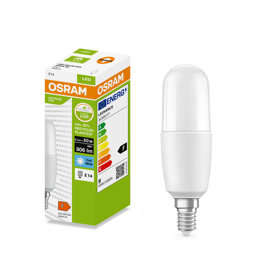 OSRAM LED Lampe Stabform E14 Stick matt 8.5W 806lm Neutralweiss 4000K wie 60W 4099854535550