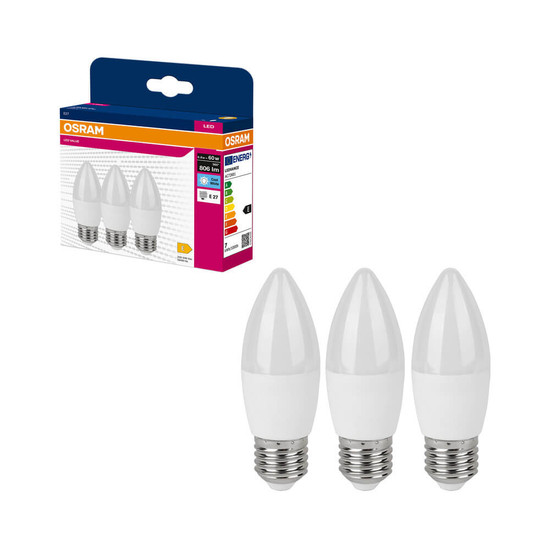 3er-Pack OSRAM LED Kerze E27 Value Classic B matt B60 6.8W 806lm Neutralweiss 4000K wie 60W 4099854545948