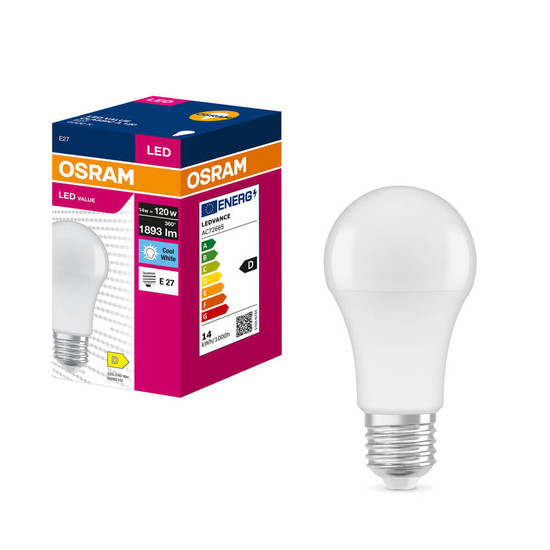 OSRAM LED Lampe E27 Value Classic A matt A120 14W 1893lm Neutralweiss 4000K wie 120W 4099854546044
