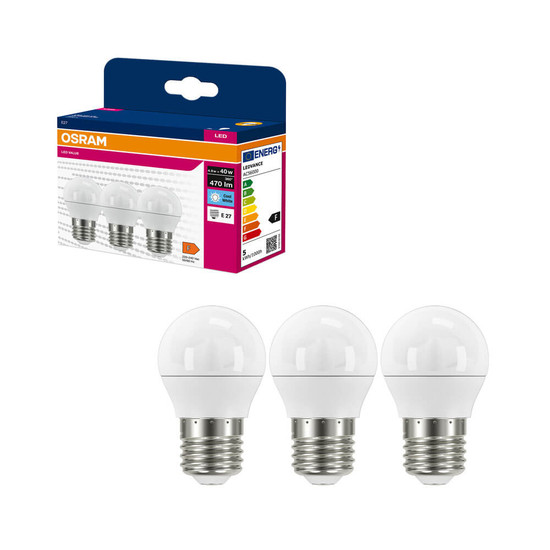 3er-Pack OSRAM LED Lampe E27 Value Classic P matt P40 4.9W 470lm Neutralweiss 4000K wie 40W 4099854546860