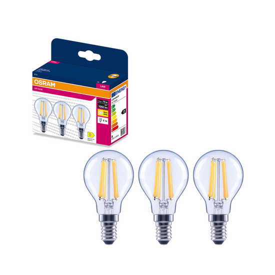 3er-Pack OSRAM LED Lampe E14 Classic Filament P75 7.5W 1055lm Warmweiss 2700K wie 75W 4099854560866
